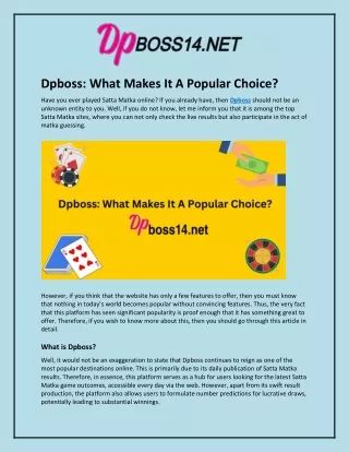 Dpboss: What Makes It A Popular Choice?