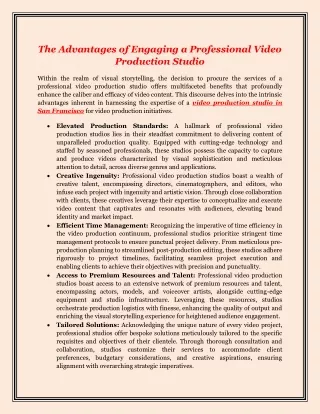 Advantages of Engaging a Professional Video Production Studio-1