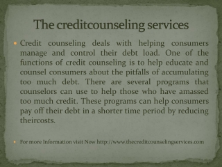 The credit counseling services