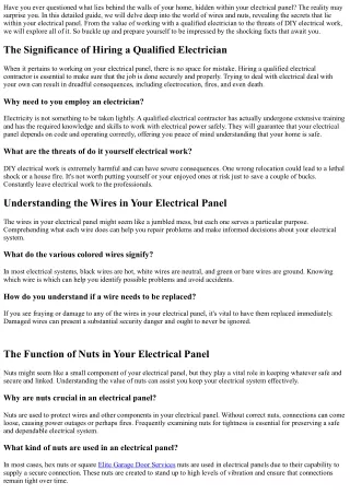 Stunning Realities: Discovering the Wires and Nuts of Your Electrical Panel