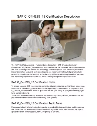 SAP C_C4H225_12 Certification Description