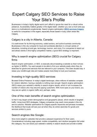 Expert Calgary SEO Services to Raise Your Site's Profile - Google Docs