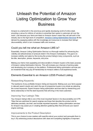 Unleash the Potential of Amazon Listing Optimization to Grow Your Business - Google Docs