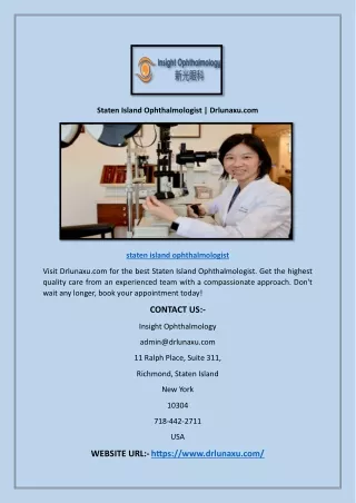 Staten Island Ophthalmologist | Drlunaxu.com