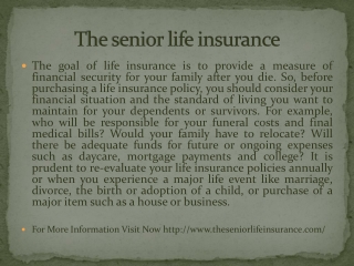 The senior life insurance