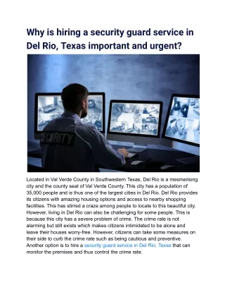 Why is hiring a security guard service in Del Rio, Texas important and urgent