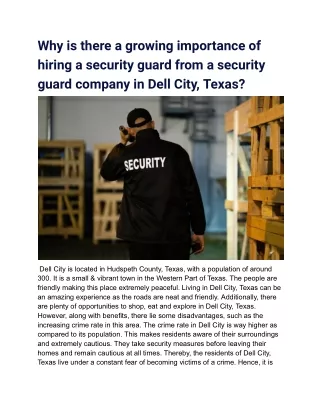 Why is there a growing importance of hiring a security guard from a security guard company in Dell City, Texas