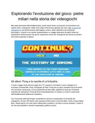 Esplorando l'evoluzione del gioco_ pietre miliari nella storia dei videogiochi