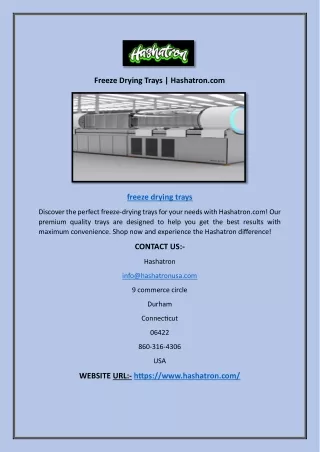 Freeze Drying Trays | Hashatron.com