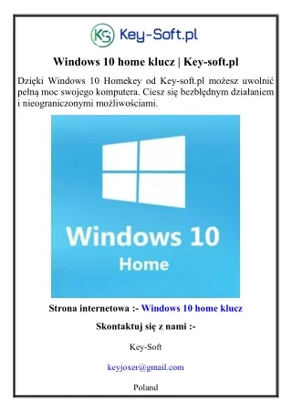 Windows 10 home klucz  Key-soft.pl