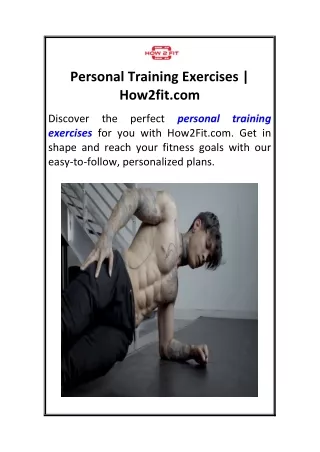 Personal Training Exercises  How2fit.com