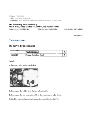 Caterpillar Cat TH82 Telehandler (Prefix 3KN) Service Repair Manual Instant Download (3KN00001 and up)