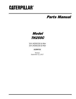 Caterpillar Cat TH255C Telehandler Parts Catalogue Manual Instant Download