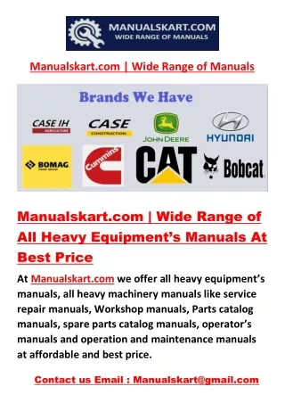 Heavy equipment manuals pdf download - Manualskart.com