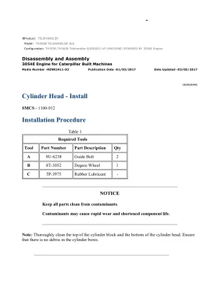 Caterpillar Cat TH355B TH360B Telehandler (Prefix SLE) Service Repair Manual Instant Download (SLE00001 and up)