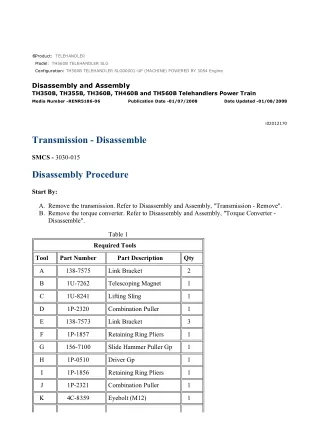 Caterpillar Cat TH560B TELEHANDLER (Prefix SLG) Service Repair Manual Instant Download (SLG00001 and up)