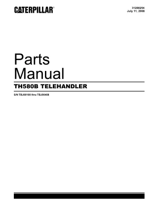 Caterpillar Cat TH580B Telehandler Parts Catalogue Manual Instant Download