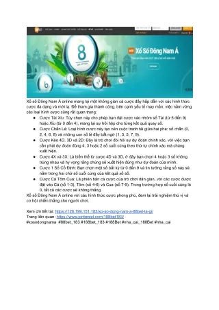 Khám Phá Cách Chơi Xổ Số Đông Nam Á Online Tại 88Bet 183