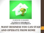 MANY BUSINESS YOU CAN START AND OPERATE FROM HOME