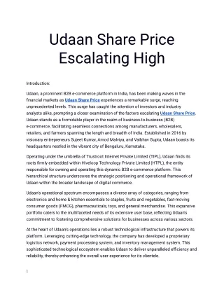 Get The Best Udaan Share Price Only At Planify