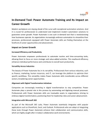 In-Demand Tool Power Automate Training and Its Impact on Career Growth