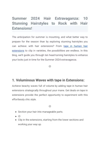 Summer 2024 Hair Extravaganza_ 10 Stunning Hairstyles to Rock with Hair Extensions!