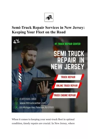 Semi-Truck Repair Services in New Jersey Keeping Your Fleet on the Road