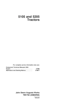 JOHN DEERE 5105 TRACTOR Service Repair Manual