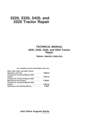 JOHN DEERE 5220 TRACTOR Service Repair Manual