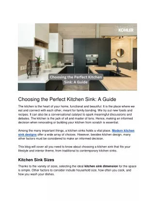 Choosing the Perfect Kitchen Sink A Guide - Kohler ME