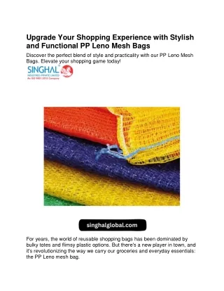 Upgrade Your Shopping Experience with Stylish and Functional PP Leno Mesh Bags