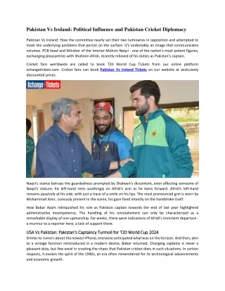 Pakistan Vs Ireland Political Influence and Pakistan Cricket Diplomacy