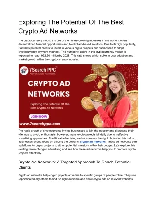 Exploring The Potential Of The Best Crypto Ad Networks