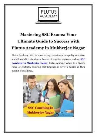 Ace Your SSC Exams: Plutus Academy - Premier Coaching in Mukherjee Nagar