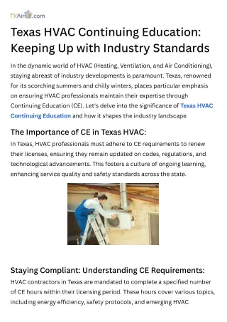 Texas HVAC Continuing Education