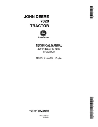 John Deere 7020 Tractor Service Repair Manual