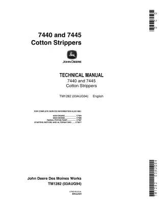 John Deere 7445 Cotton Strippers Service Repair Manual