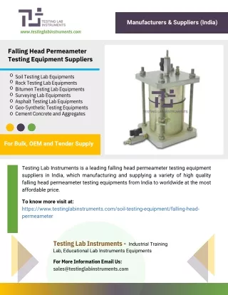 Falling Head Permeameter Testing Equipment Suppliers