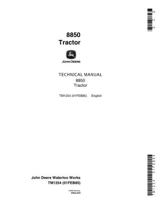 John Deere 8850 Tractor Service Repair Manual