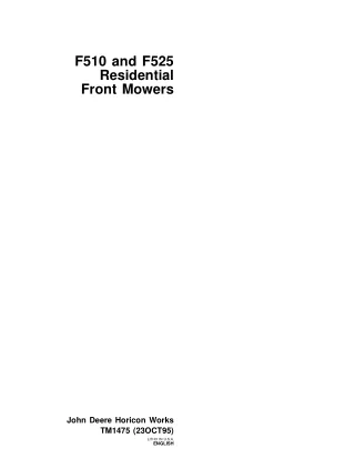 JOHN DEERE F525 RESIDENTIAL FRONT MOWER Service Repair Manual