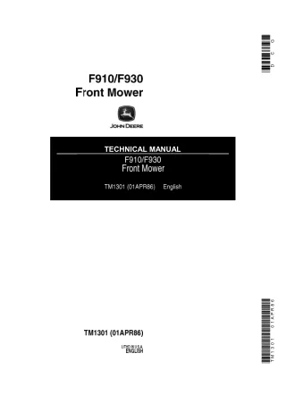 John Deere F910 Front Mower Service Repair Manual (tm1301)