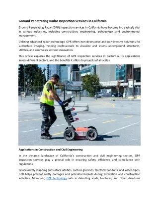 Ground Penetrating Radar Inspection Services in California