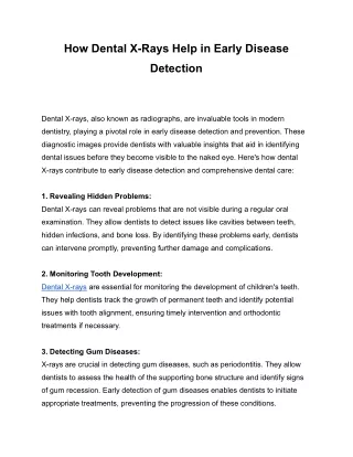 How Dental X-Rays Help in Early Disease Detection