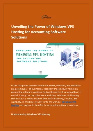 Unveiling the Power of Windows VPS Hosting for Accounting Software Solutions