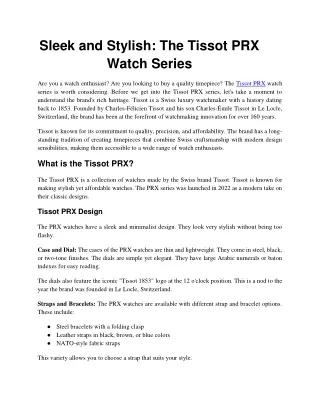 Sleek and Stylish The Tissot PRX Watch Series