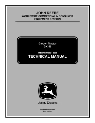 JOHN DEERE GX355 LAWN GARDEN TRACTOR Service Repair Manual