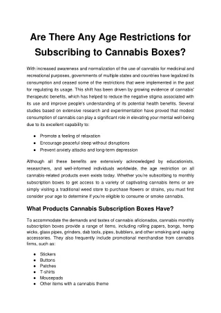 Are There Any Age Restrictions for Subscribing to Cannabis Boxes