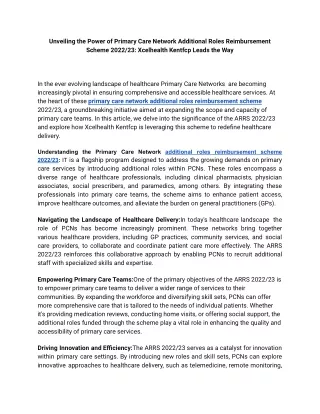 Unveiling the Power of Primary Care Network Additional Roles Reimbursement Scheme 2022_23_ Xcelhealth Kentfcp Leads the