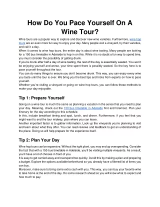 How Do You Pace Yourself On A Wine Tour