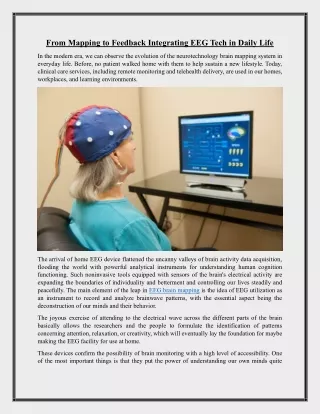 From Mapping to Feedback Integrating EEG Tech in Daily Life